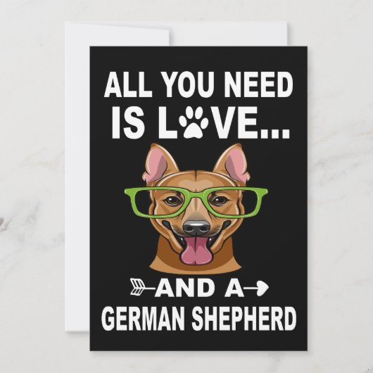2 All You Need Is Love And A German Shepherd 招待状 (正面)