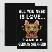2 All You Need Is Love And A German Shepherd 招待状 (正面/裏面)