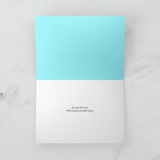 2 Angelfishツイン男の赤ちゃん挨拶状 カード (内部)