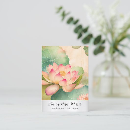 *~* 2 Art Lotus   PHOTO Nature Flowers QR AP67 名刺 (スタンド正面)