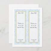 2 Blue/White Damask Wedding日付ブックマークを保存 案内ポストカード (正面/裏面)