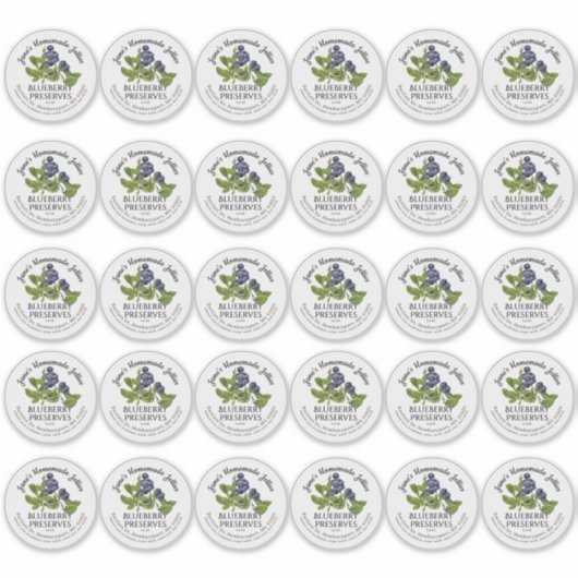 2" Blueberry Jam Mason Jar Lid Label Waterproof シール (正面)
