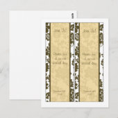 2 Brown/Cremeフローラダマスクウェディングブックマーク ポストカード (正面/裏面)