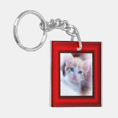 2 Cat Photo Red Border キーホルダー (正面左)