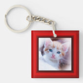2 Cat Photo Red Border キーホルダー (正面)
