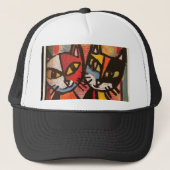 2 Cats Trucker Hat キャップ (正面)