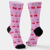 2 Cherries pattern pink ソックス (傾斜あり)