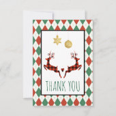 2 Christmas Deer Jumping Thank サンキューカード (正面)