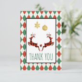 2 Christmas Deer Jumping Thank サンキューカード (スタンド正面)