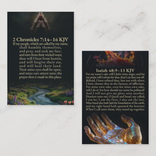 2 Chronicles 7:14-16とイザヤ書48:9-13 KJVカード 名刺 (正面/裏面)
