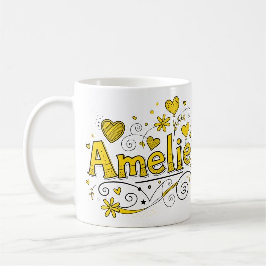 2 Color Amelie 4 - Doodle コーヒーマグカップ (左)