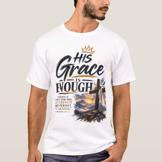 2 Corinthians 12:9 クリスチャンTシャツ Tシャツ (正面)