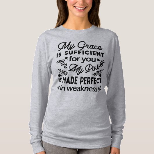 2 Corinthians 12:9 – 十分な私の恵み アート Tシャツ (正面)