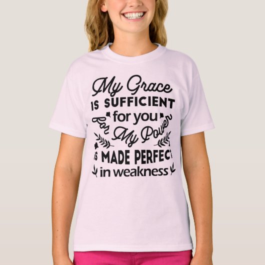 2 Corinthians 12:9 – 十分な私の恵み アート Tシャツ (正面)
