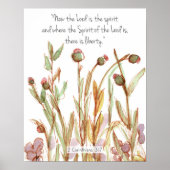 2 Corinthians 3:17 聖書の言葉と野の花 ポスター (正面)