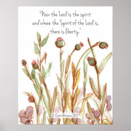 2 Corinthians 3:17 聖書の言葉と野の花 ポスター
