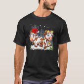 2 Cows Christmas Light Xmas Forest Tree Snow Tシャツ (正面)