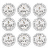 2" Custom Transparent or White Vintage Bee Honey シール (正面)