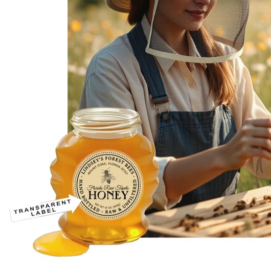 2" Custom Vintage Bee Honey Label Hand Bottled Raw シール