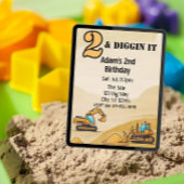 2 & Diggin It, Construction Vehicle 2nd Birthday 招待状