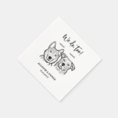 2 Dogs Doodle We do too Wedding スタンダードカクテルナプキン (角)