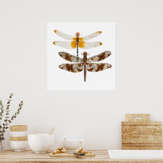 2 Dragonflies Artwork ポスター (キッチン)