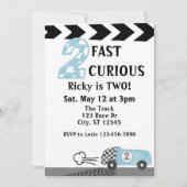 2 Fast 2 Curious, Race Car 2nd Birthday 招待状 (正面)