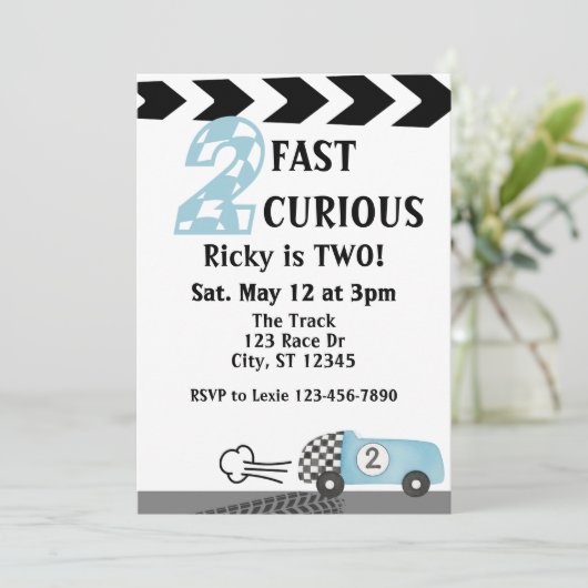 2 Fast 2 Curious, Race Car 2nd Birthday 招待状 (スタンド正面)