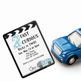2 Fast 2 Curious, Race Car 2nd Birthday 招待状