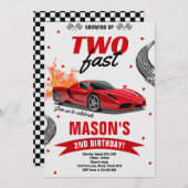 2 Fast Race Carの2nd Birthday 招待状 (正面/裏面)