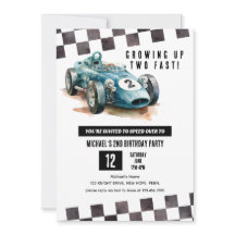 2 Fast Race Car 2nd Birthdayパーティー水色