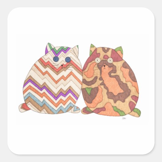 2 Fat Cats #1 Squareステッカー スクエアシール (正面)
