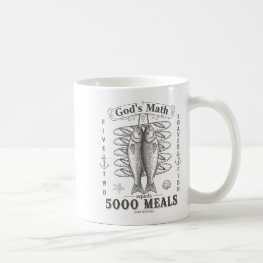 2 Fishes 5 Breads Jesus Feeds The 5000 Christian B コーヒーマグカップ (右)