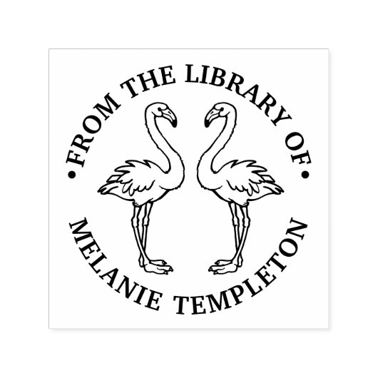2 Flamingos Standing Library図書名 セルフインキングスタンプ (デザイン)