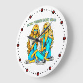 2 Freundinnen Good Friends Good Vibes mit Cocktail ラージ壁時計 (傾斜)