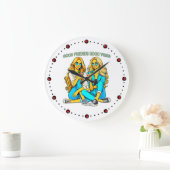 2 Freundinnen Good Friends Good Vibes mit Cocktail ラージ壁時計 (ホーム)