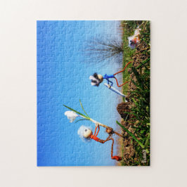 2 Fubby's die een bol krokus planten. ジグソーパズル