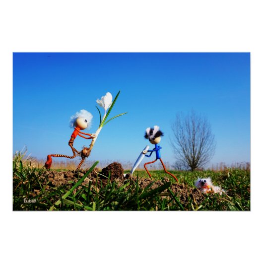 2 Fubby's die een bol krokus planten. ポスター (正面)