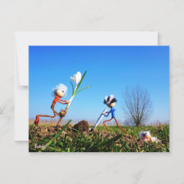 2 Fubby's die een bol krokus planten. ポストカード