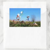 2 Fubby's die een bol krokus planten. 長方形シール (バッグ)