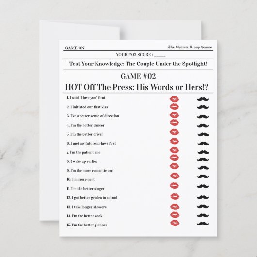 2 Games in 1 Bridal Shower wedding Games  (裏面)