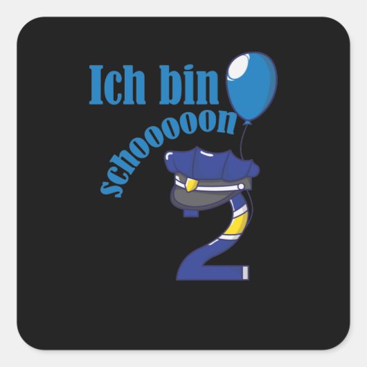 2. Geburtstag Patrol Jungs Kinder Polizei Paw スクエアシール (正面)