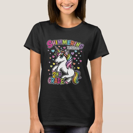 2 Grade for students and teachers women unicorn Tシャツ (正面)