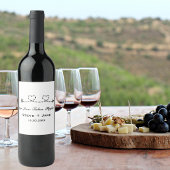 2 Hearts Arrow Modern Romantic Travel Love Wedding ワインラベル