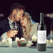 2 Hearts Arrow Modern Romantic Travel Love Wedding ワインラベル