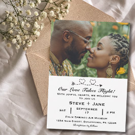 2 Hearts Arrow Modern Romantic Travel Love Wedding 招待状