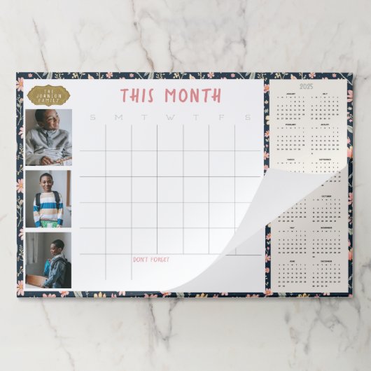 2-in-1ファミリー向け大型フォトデスクウォールカレンダー2025 ペーパーパッド (折り畳み)