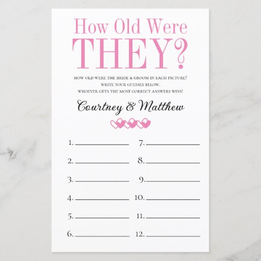 2 in 1ブライダルシャワーゲーム (正面)