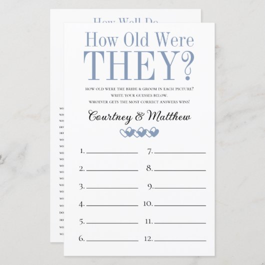 2 in 1ブライダルシャワーゲーム (正面/裏面)