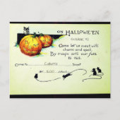 2-in-1ヴィンテージハローウィンパーティ招待状 ポストカード (正面)